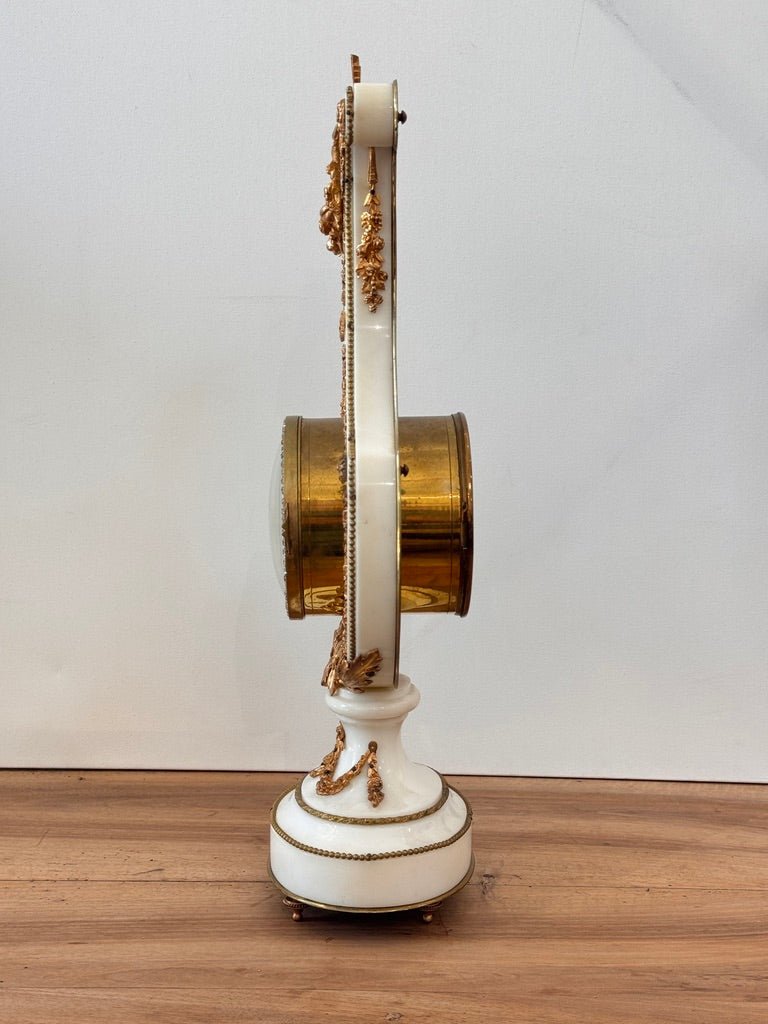 Jeweled Lyre Marble Mantel Clock, France, late 19th century - Helen Storey Antiques