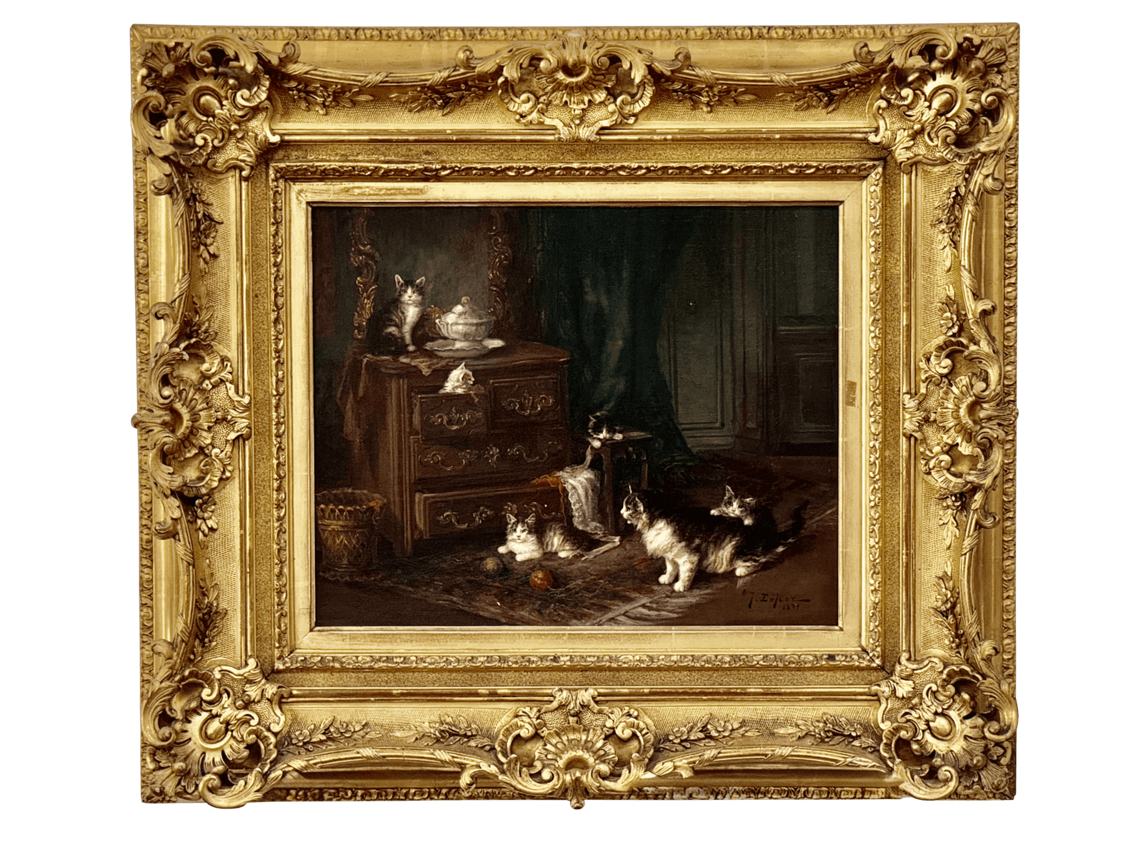 Jules Leroy (French, 1856-1921) Kittens at Play