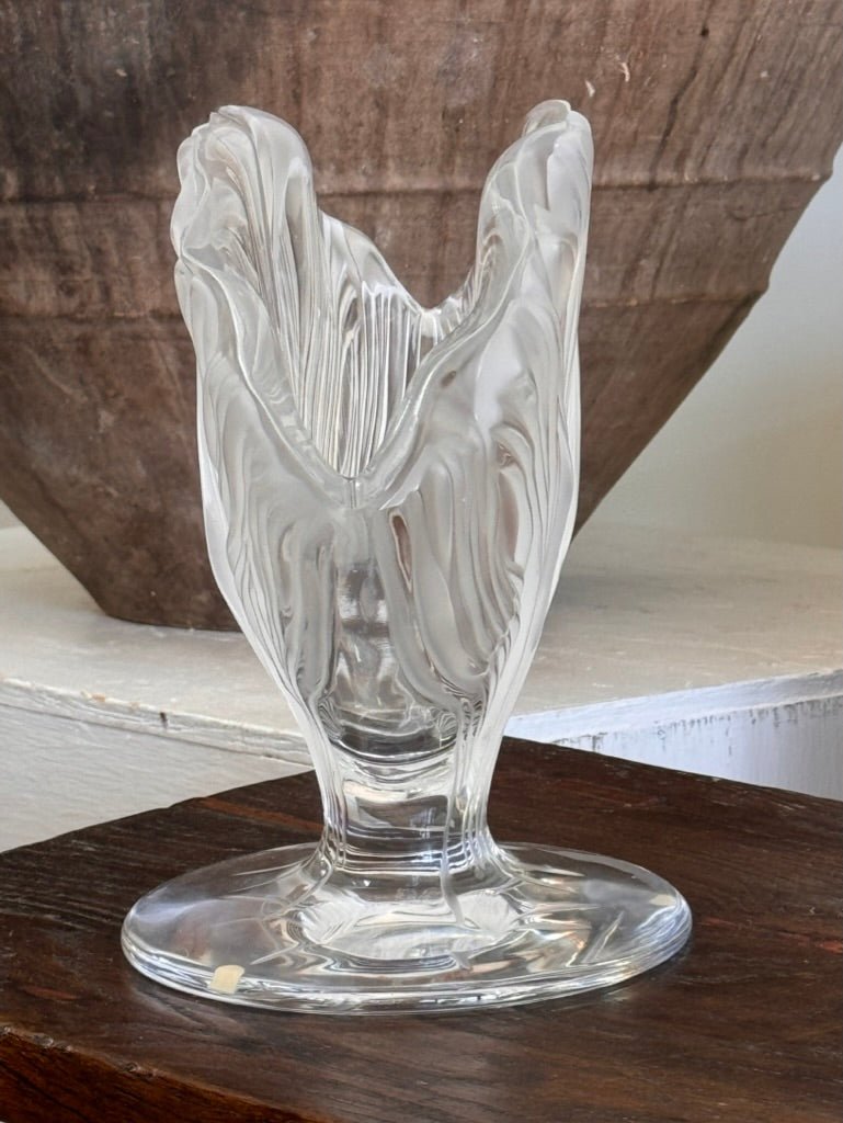 Lalique French Glass Flared Vase in the &quot;Ichor&quot; Pattern - Helen Storey Antiques