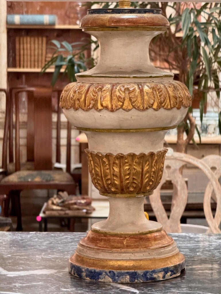 Lamps - Pair of 18th - 19th Century Carved Polychrome Urns - Helen Storey Antiques