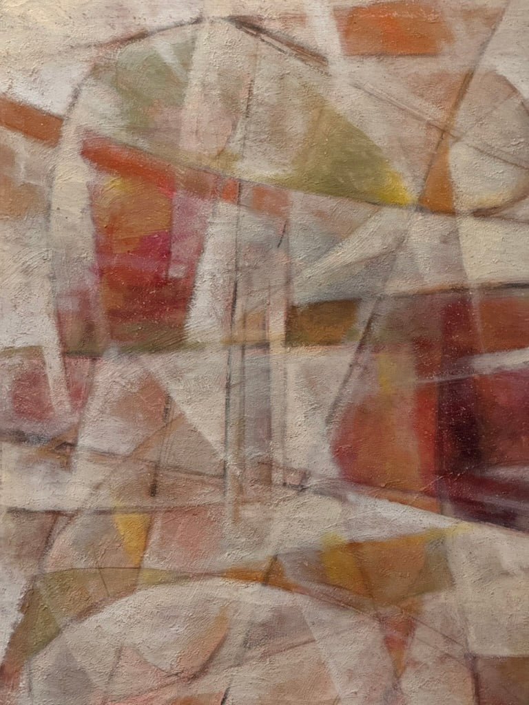 Large abstract painting in oil, Paris, mid - century - Helen Storey Antiques