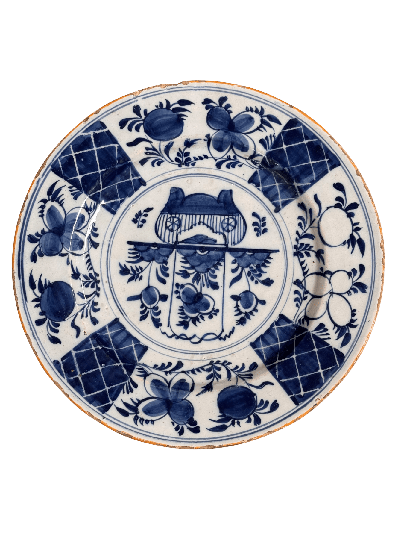 Large Blue and White English Delft Charger, 18th Century