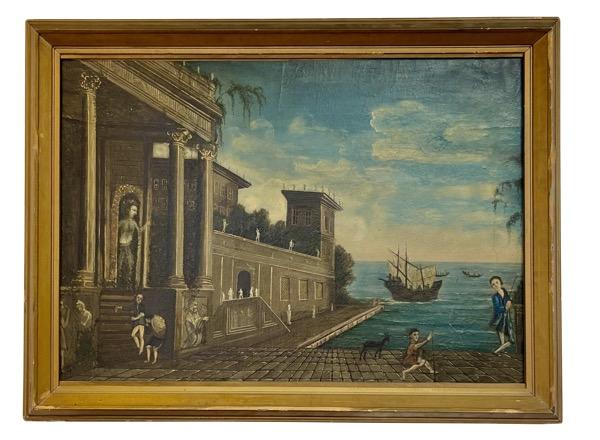 LARGE, CHARMING 18TH CENTURY NAIVE PAINTING OF VENICE - Helen Storey Antiques