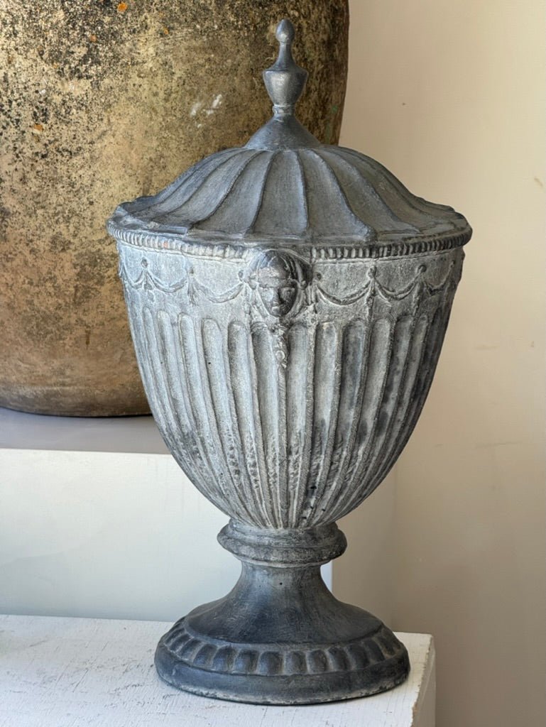 Large English Cast Lead Garden Urns, 19th Century - Helen Storey Antiques