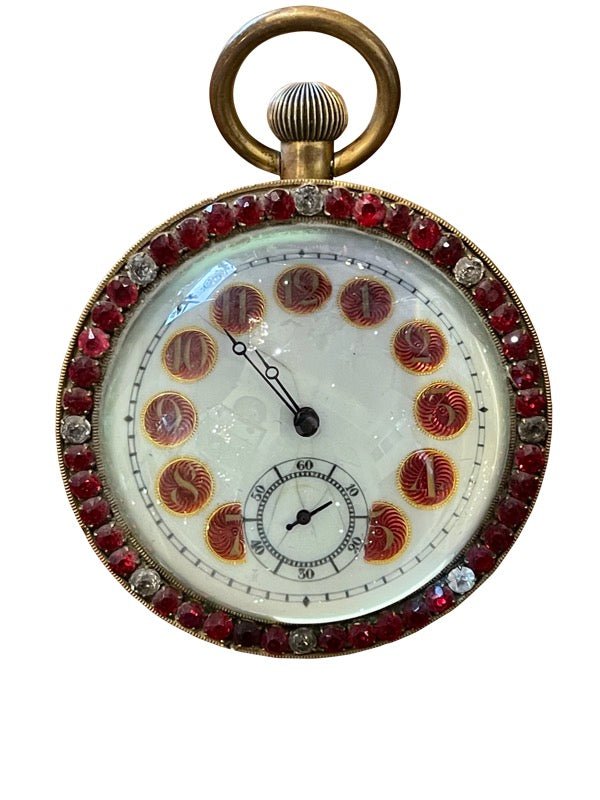 LARGE FRENCH &quot;Jewelled&quot; CRYSTAL BALL CLOCK - Helen Storey Antiques