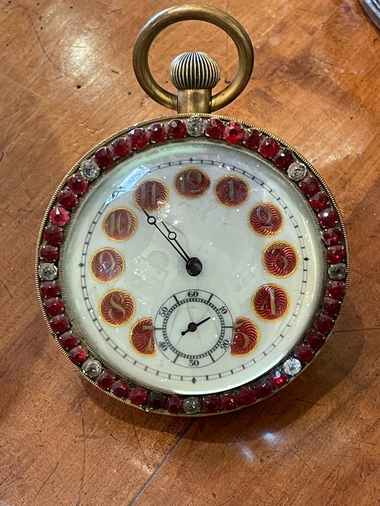 LARGE FRENCH &quot;Jewelled&quot; CRYSTAL BALL CLOCK - Helen Storey Antiques