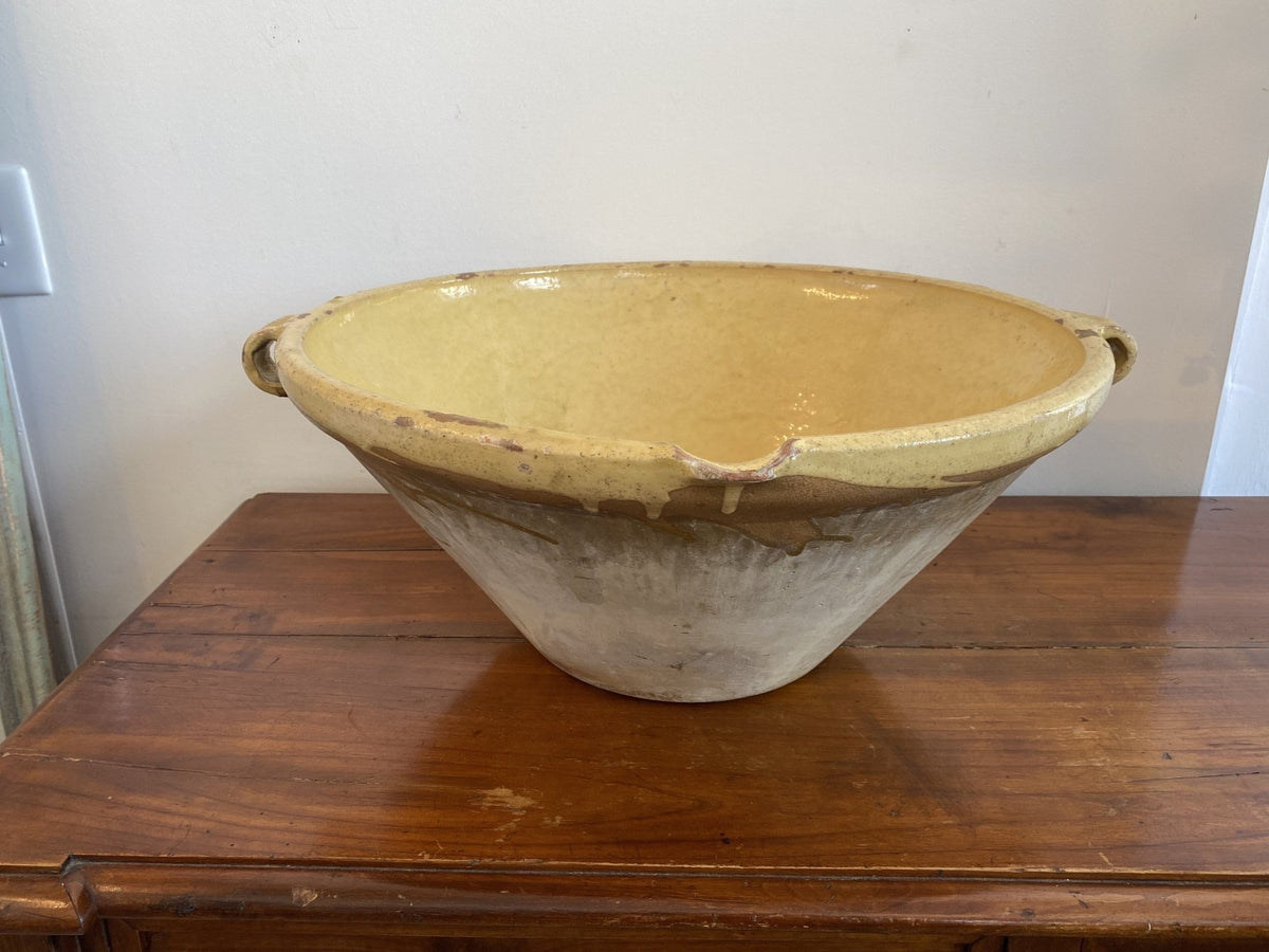 Large French Provincial Yellow - glaze Terra Cotta Bowl - Helen Storey Antiques