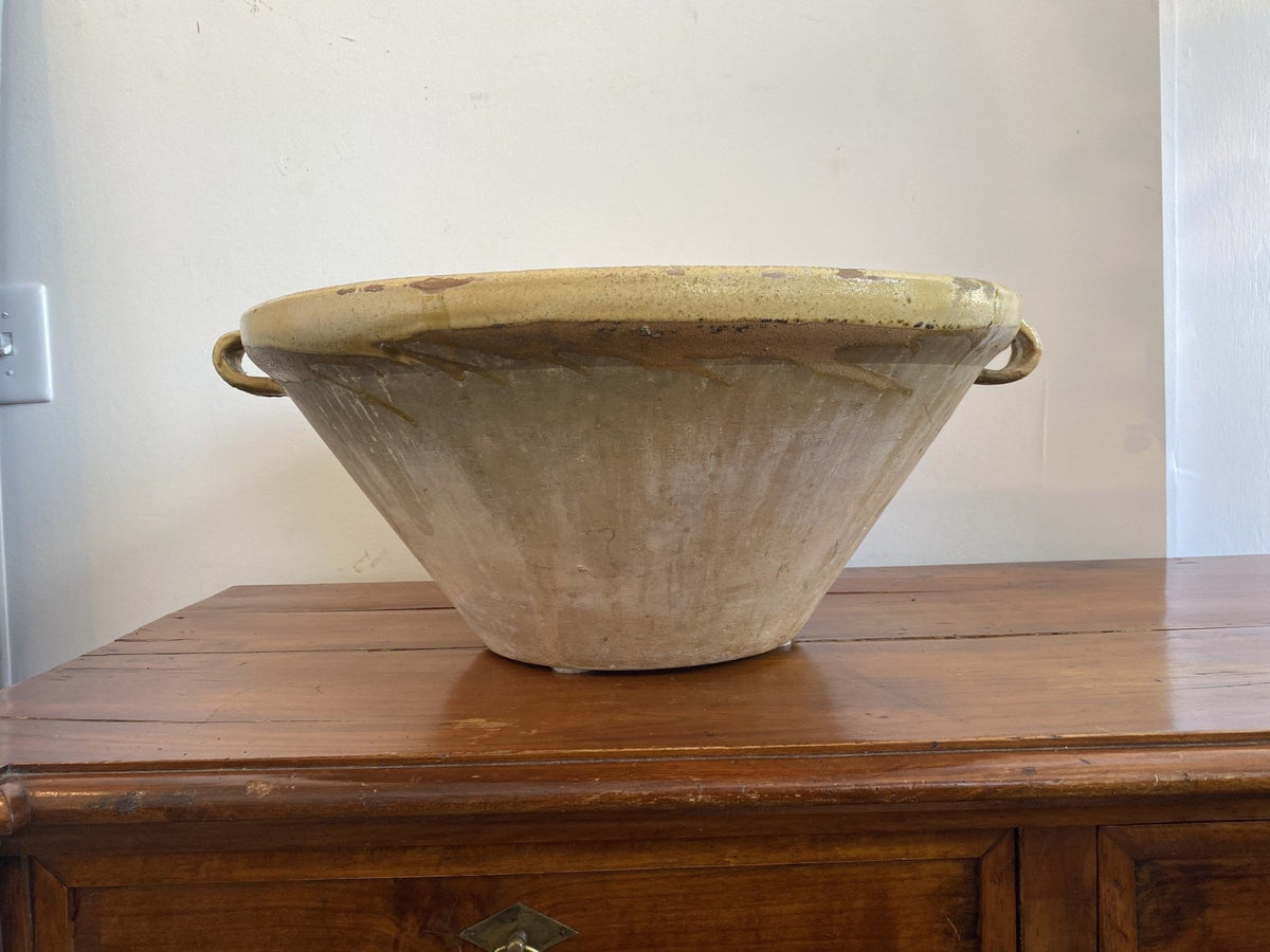 Large French Provincial Yellow - glaze Terra Cotta Bowl - Helen Storey Antiques