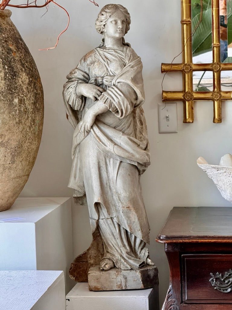 Late 18th Century carved statue of a saint, French - Helen Storey Antiques