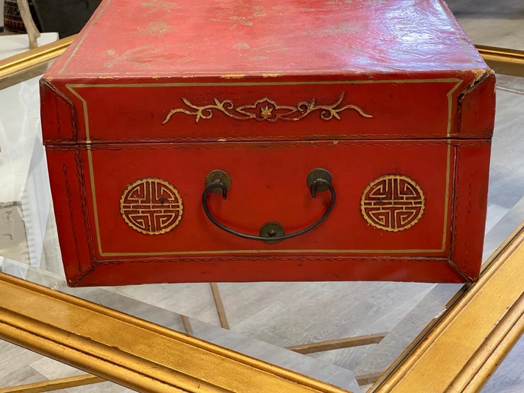 Late 18th Century Chinese Export leather covered wood trunk - Helen Storey Antiques