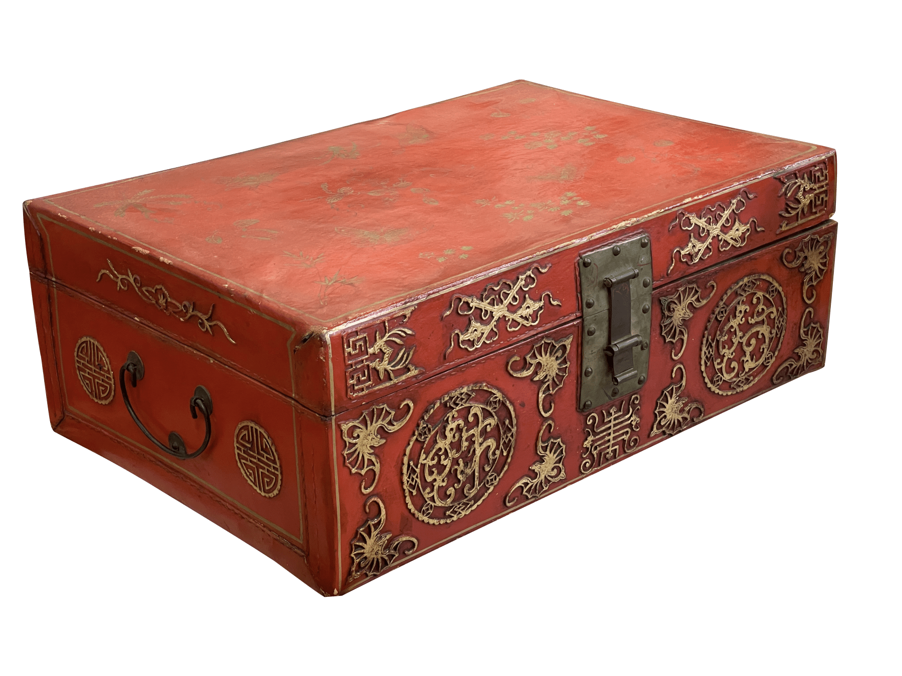 Late 18th Century Chinese Export leather covered wood trunk