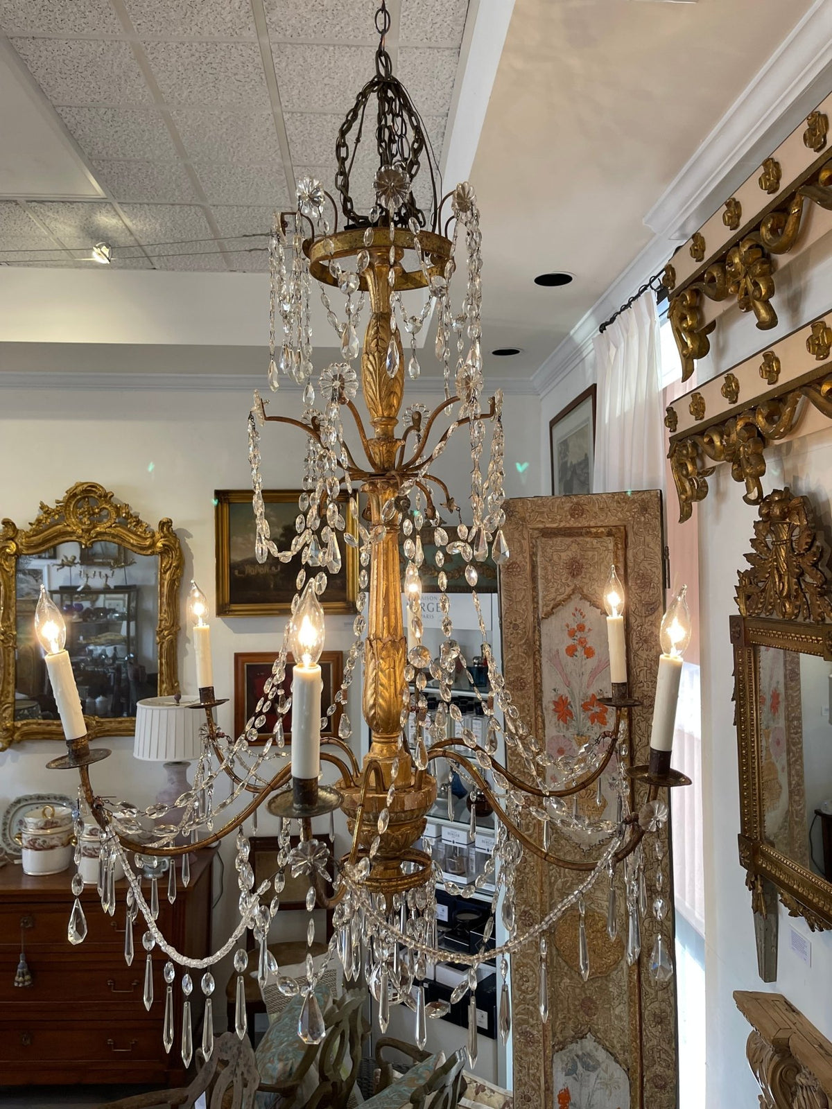 Late 18th Century - Early 19th Century Six Light Italian Genovese Chandelier - Helen Storey Antiques