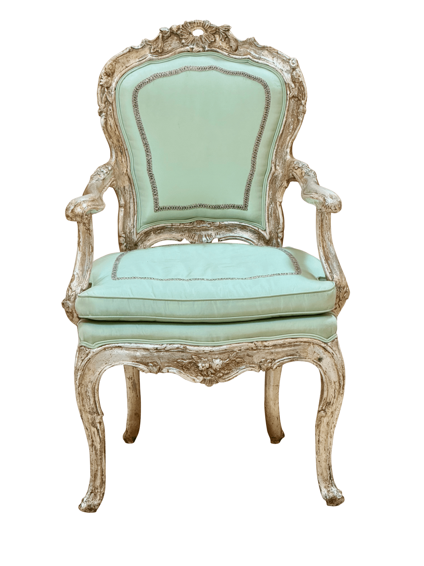 Late 18th Century Venetian Carved, Silver-Gilded Armchair