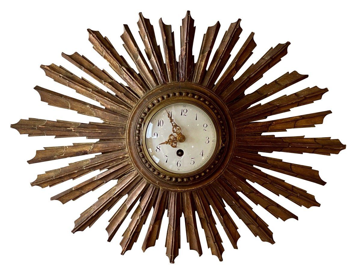 LATE 19TH - EARLY 20TH CENTURY FRENCH SUNBURST CLOCK - Helen Storey Antiques