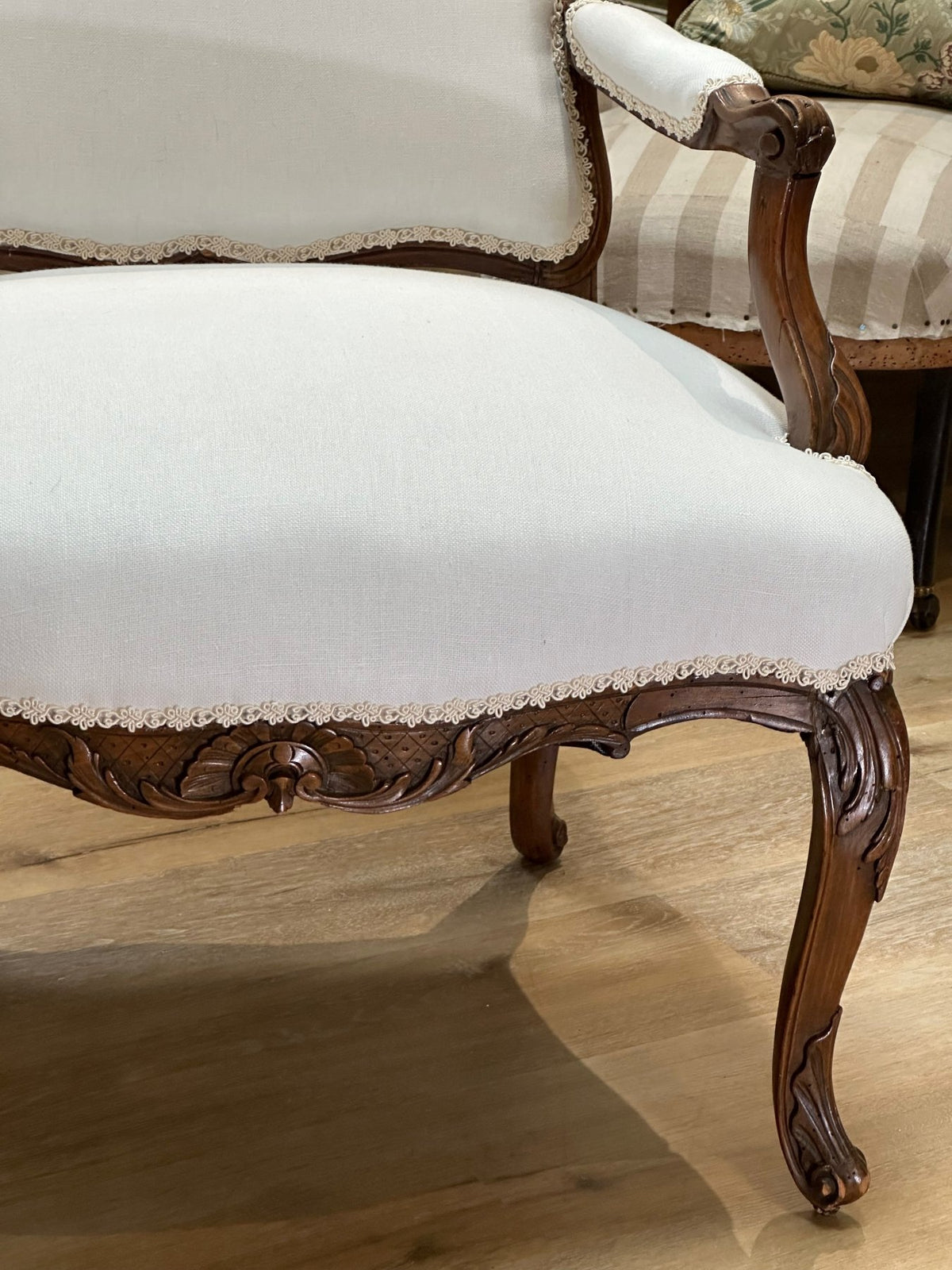 Louis XVI Fauteuil, Newly Upholstered in Linen - Helen Storey Antiques