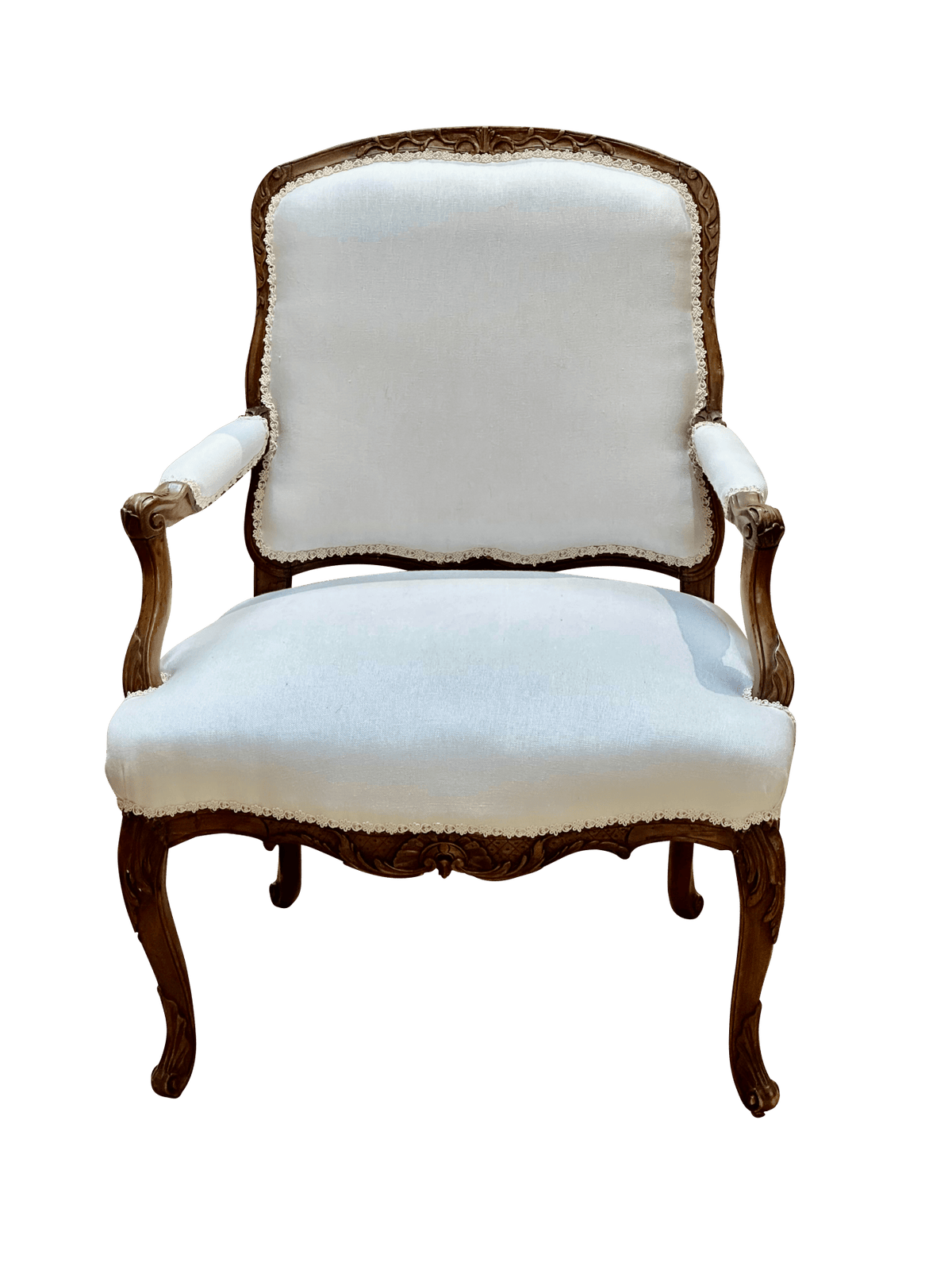 Louis XVI Fauteuil, Newly Upholstered in Linen - Helen Storey Antiques