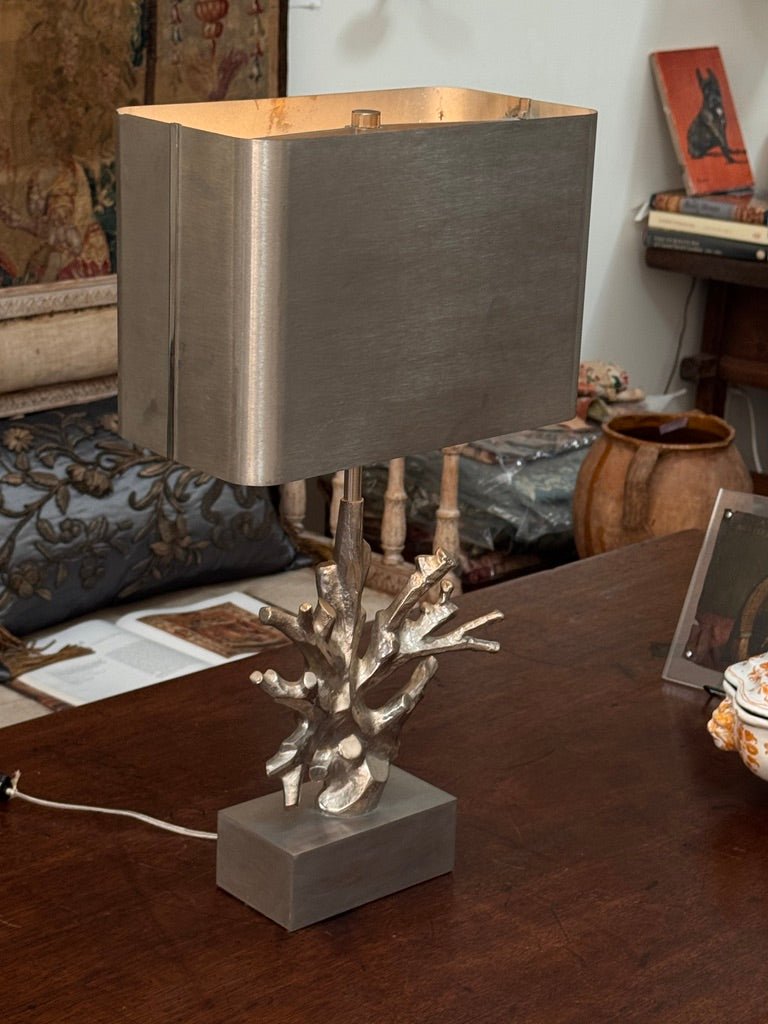 Maison Charles silvered bronze coral table lamp, 20th Century - Helen Storey Antiques