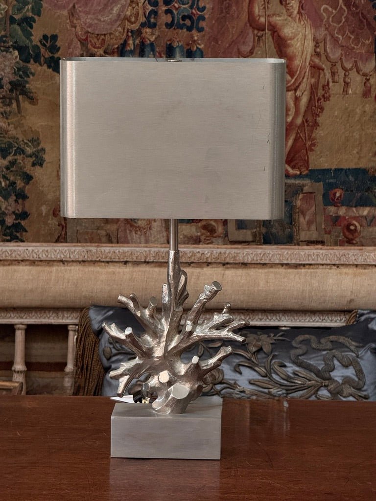 Maison Charles silvered bronze coral table lamp, 20th Century - Helen Storey Antiques