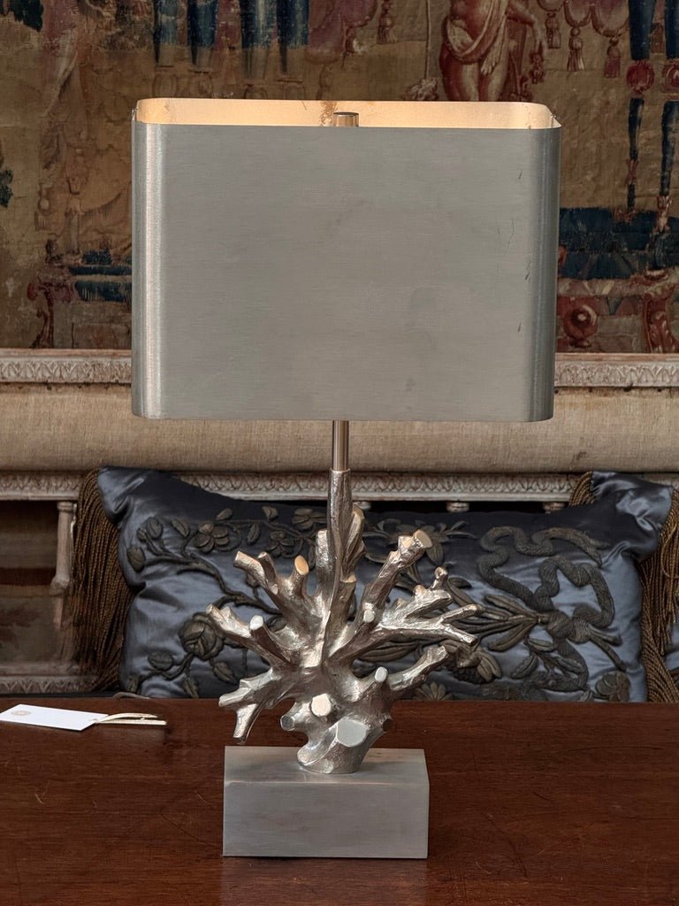 Maison Charles silvered bronze coral table lamp, 20th Century - Helen Storey Antiques