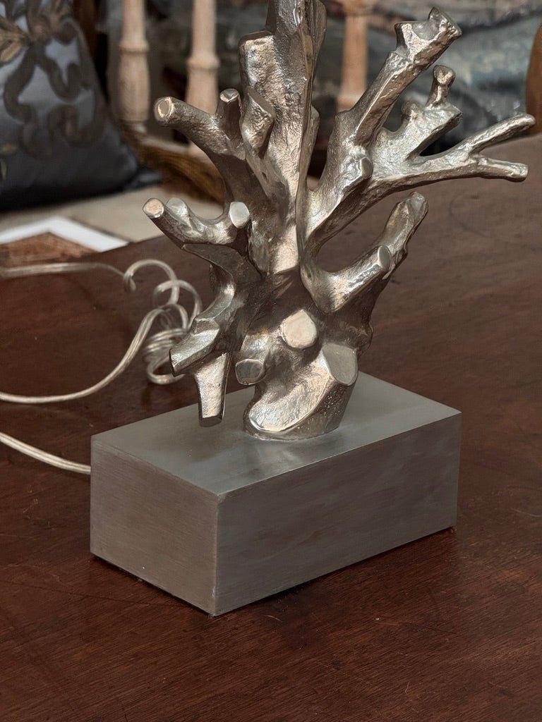 Maison Charles silvered bronze coral table lamp, 20th Century - Helen Storey Antiques