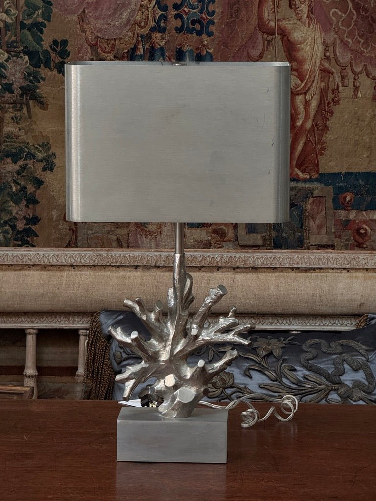 Maison Charles silvered bronze coral table lamp, 20th Century - Helen Storey Antiques