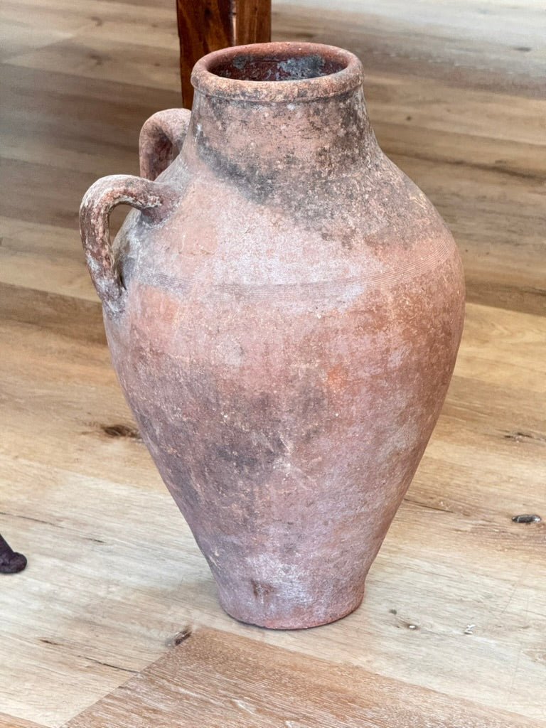 Mediterranean Hand - Thrown Terracotta Olive Jar with Iron Stand - Helen Storey Antiques