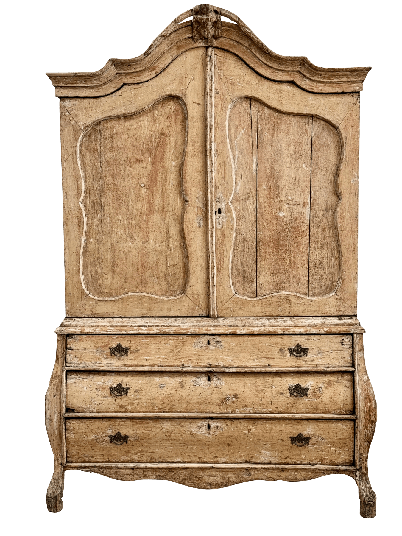 Mid-18th Century Dutch cabinet, C. 1740, Smaller proportions, hand-scraped finish