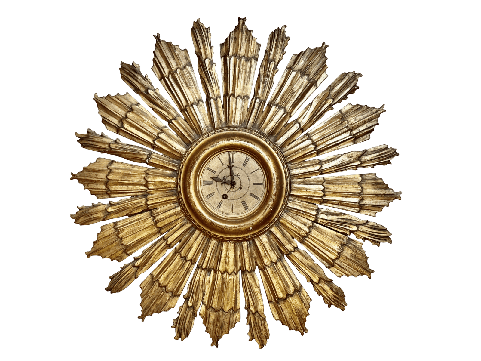 Mid-Century modern gilt starburst clock