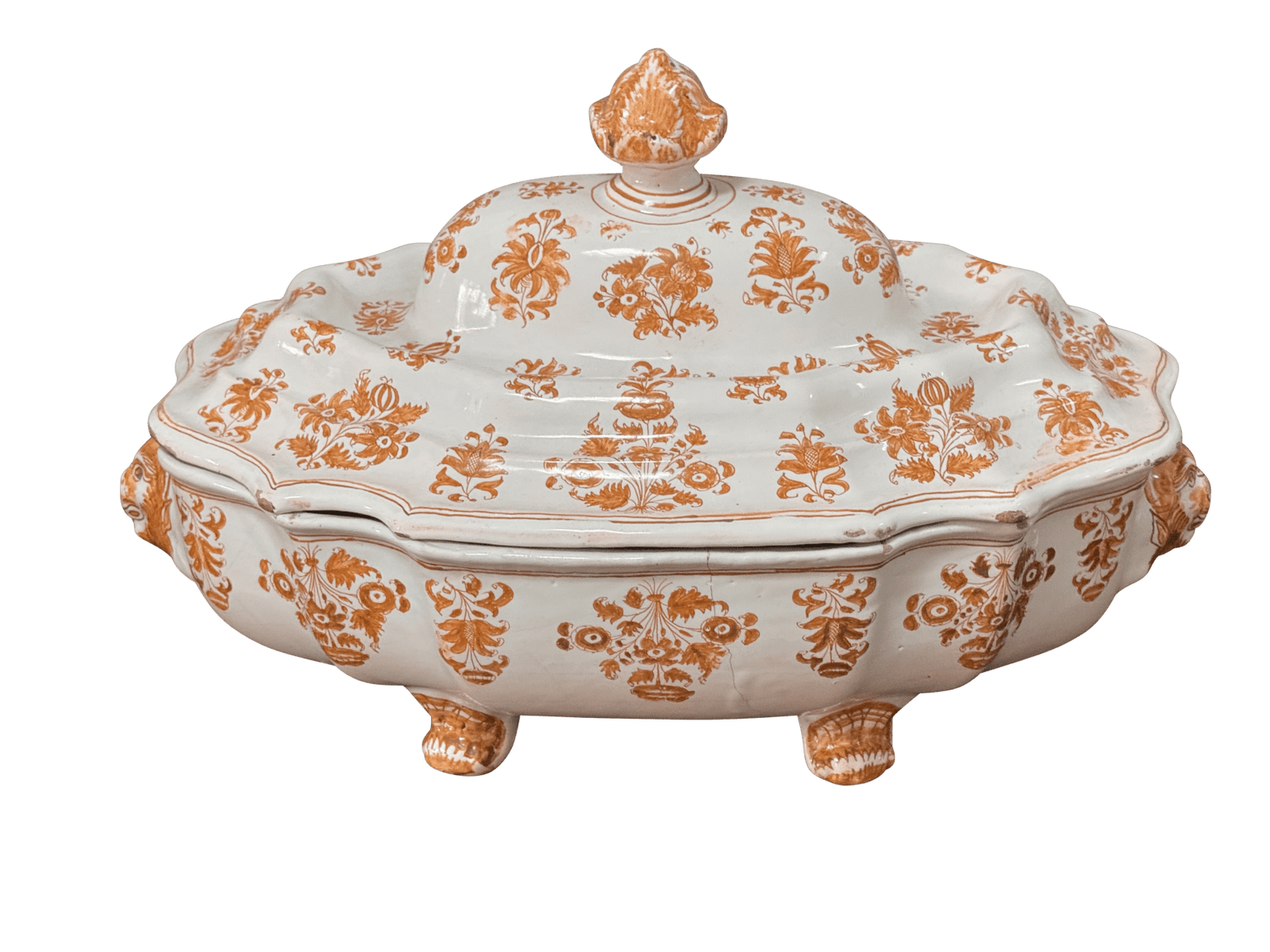 Moustiers Faience footed tureen and cover, c. 1760, France