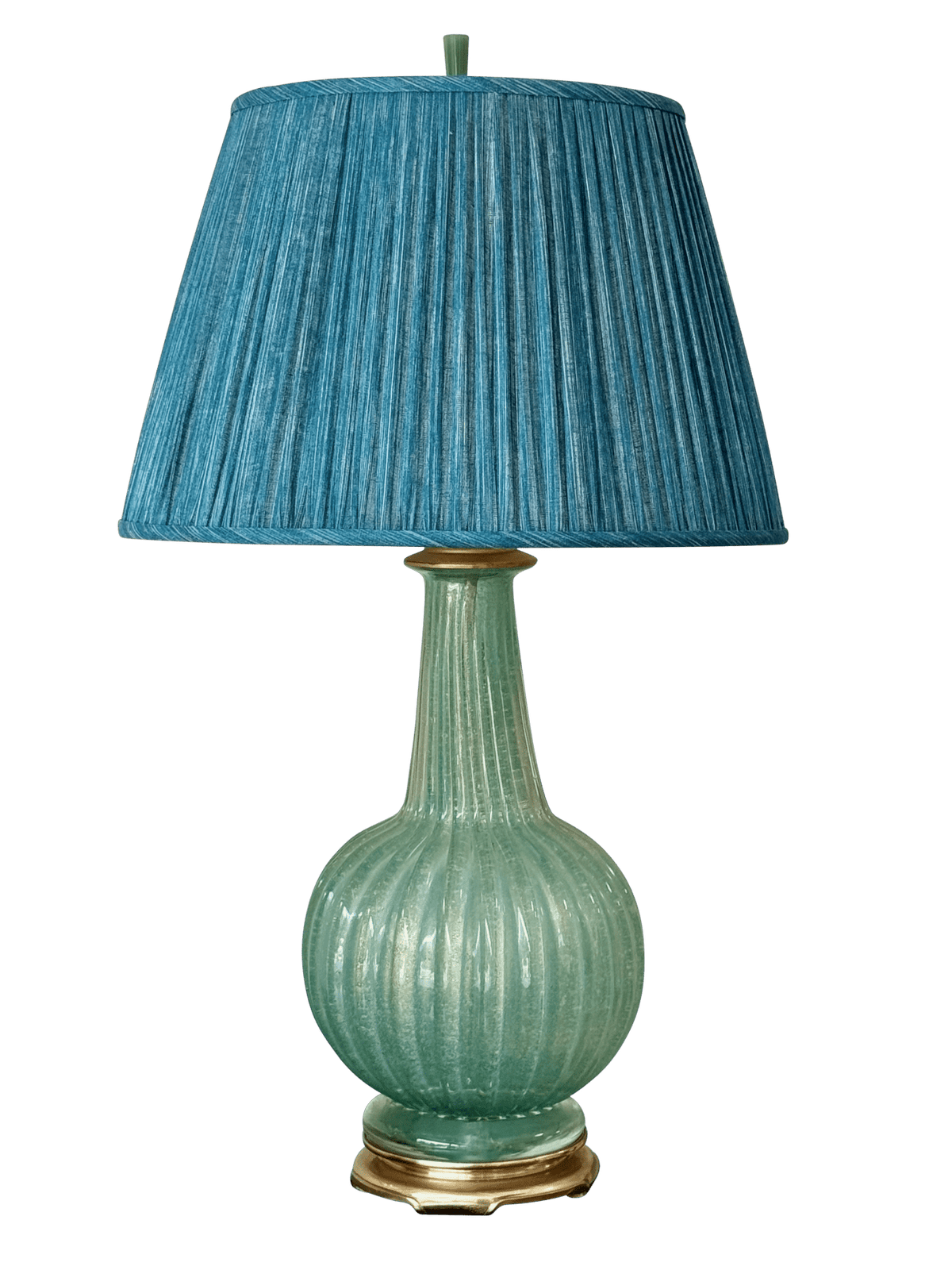 Murano Glass Lamp - Light Teal with Gold - Helen Storey Antiques