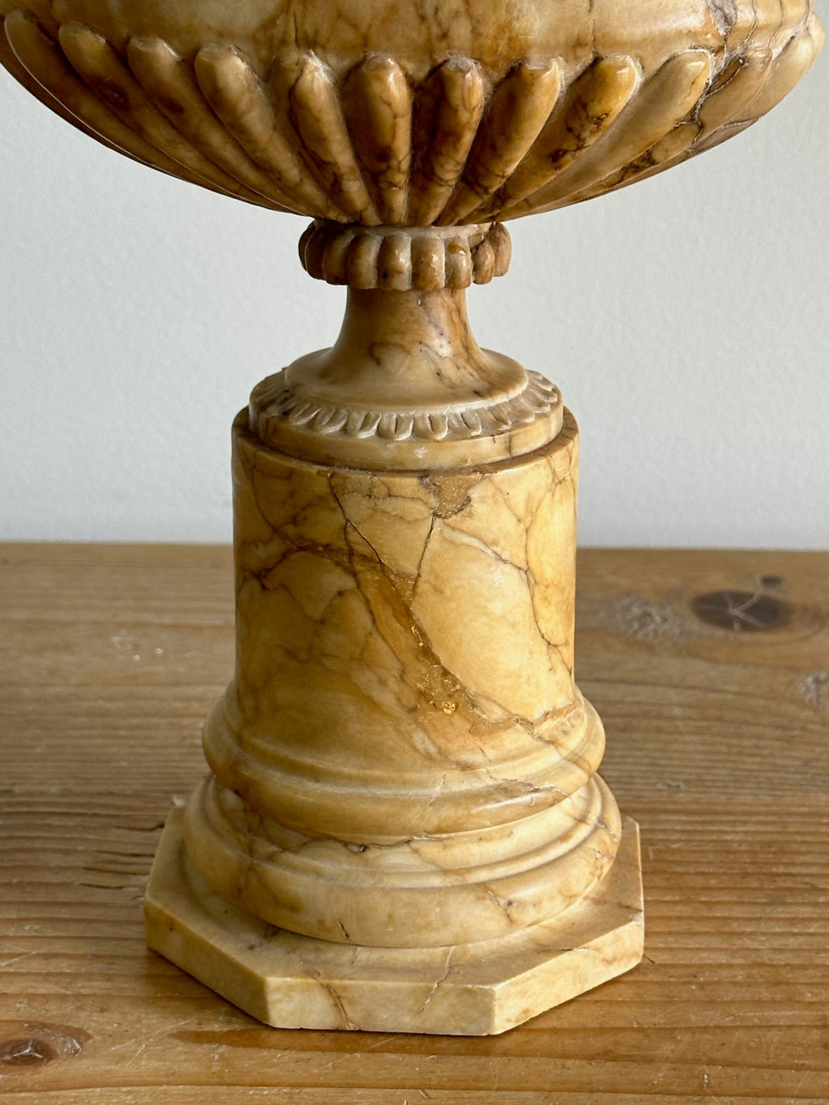 Oval Scalloped Marble Pedestal Urns, Grand Tour - Helen Storey Antiques