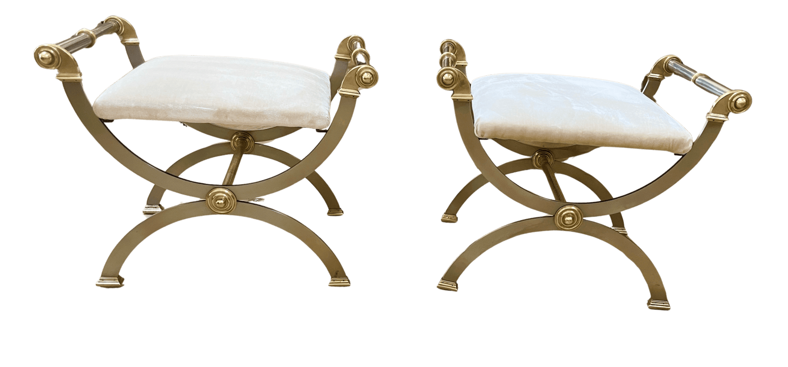 Pair Maison Jansen curule benches or stools