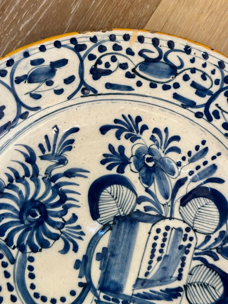 Pair of 18th Century Blue and White Dutch Delft Chargers - Helen Storey Antiques