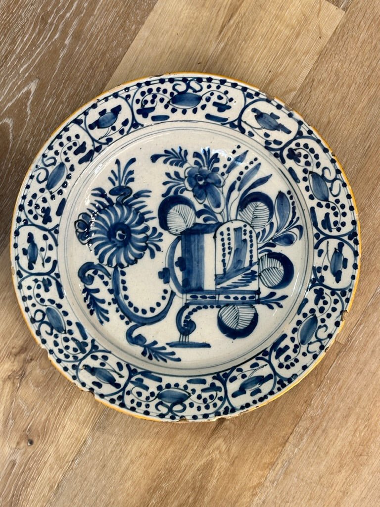 Pair of 18th Century Blue and White Dutch Delft Chargers - Helen Storey Antiques