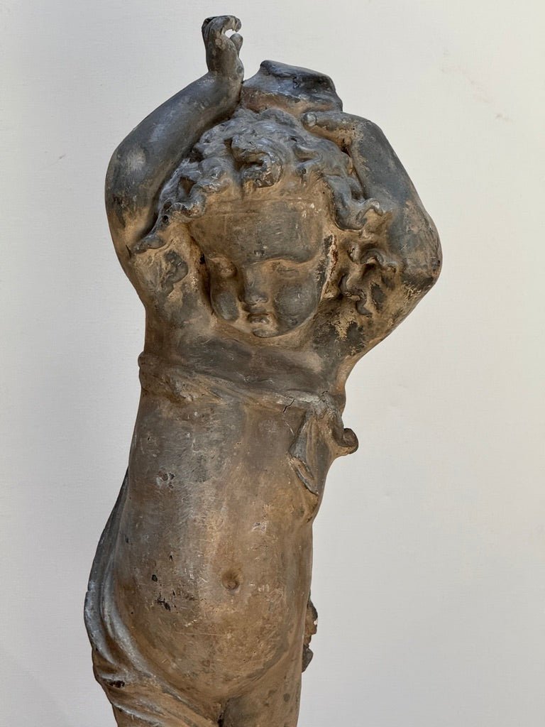 Pair of 18th - century English lead putti - Helen Storey Antiques
