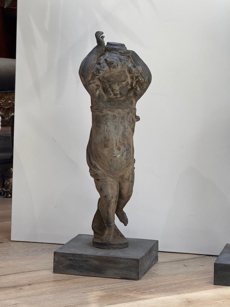 Pair of 18th - century English lead putti - Helen Storey Antiques