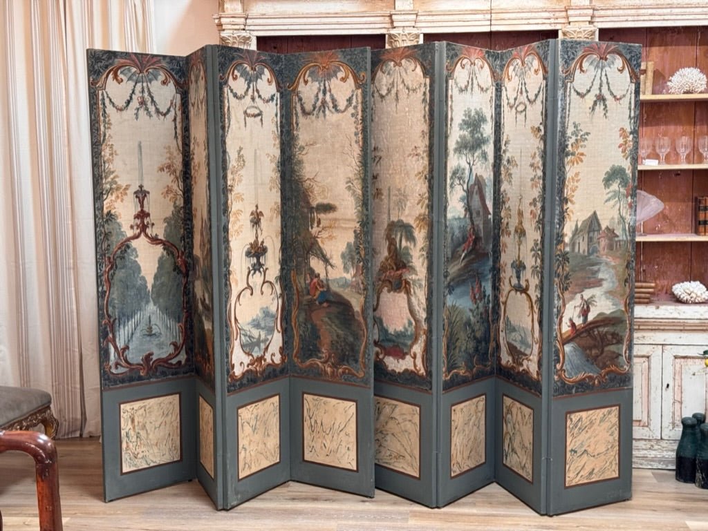 Pair of 18th Century French four - panel floor screens - Helen Storey Antiques