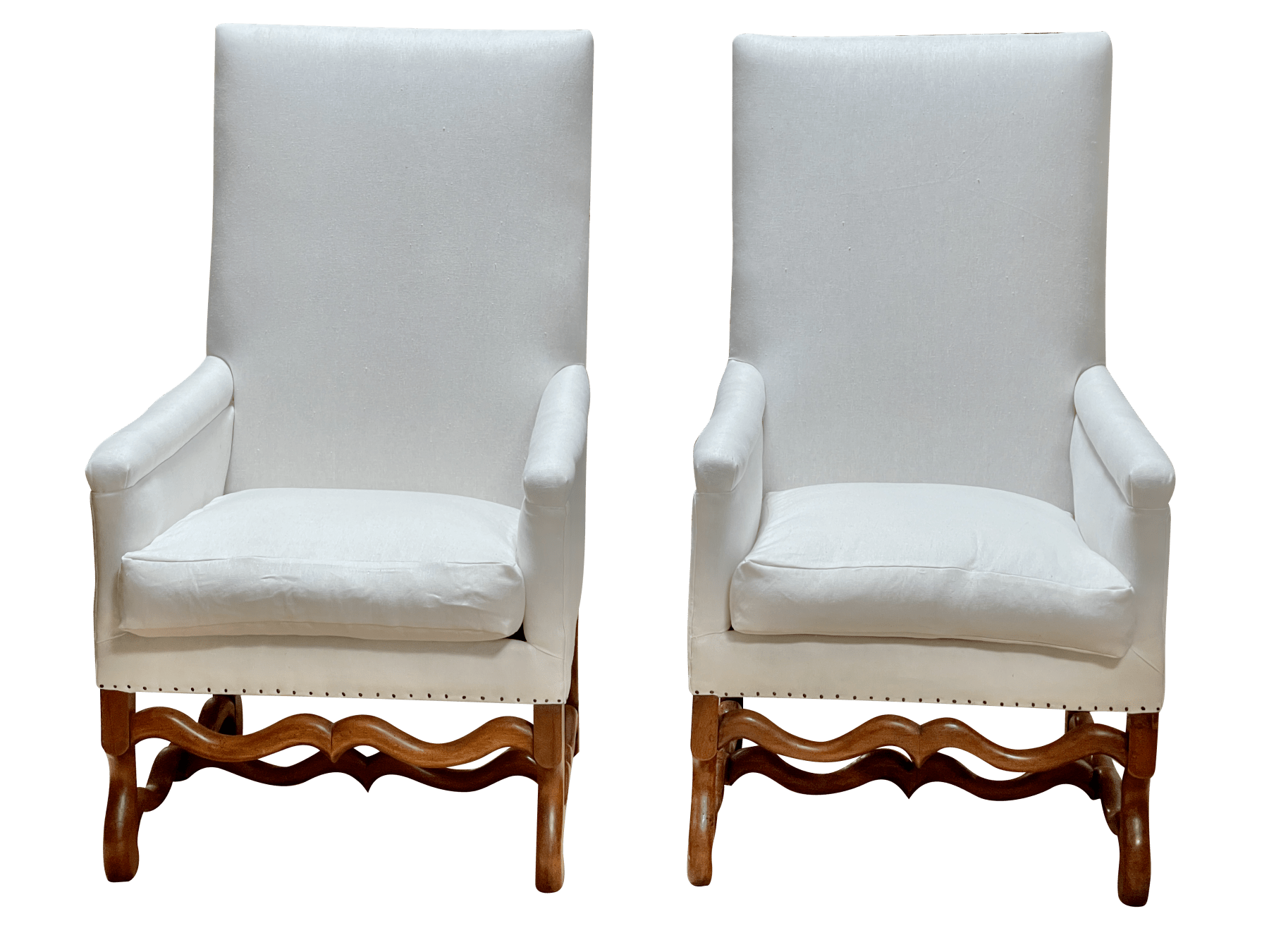 Pair of 18th Century French Walnut Os de Mouton Library Chairs