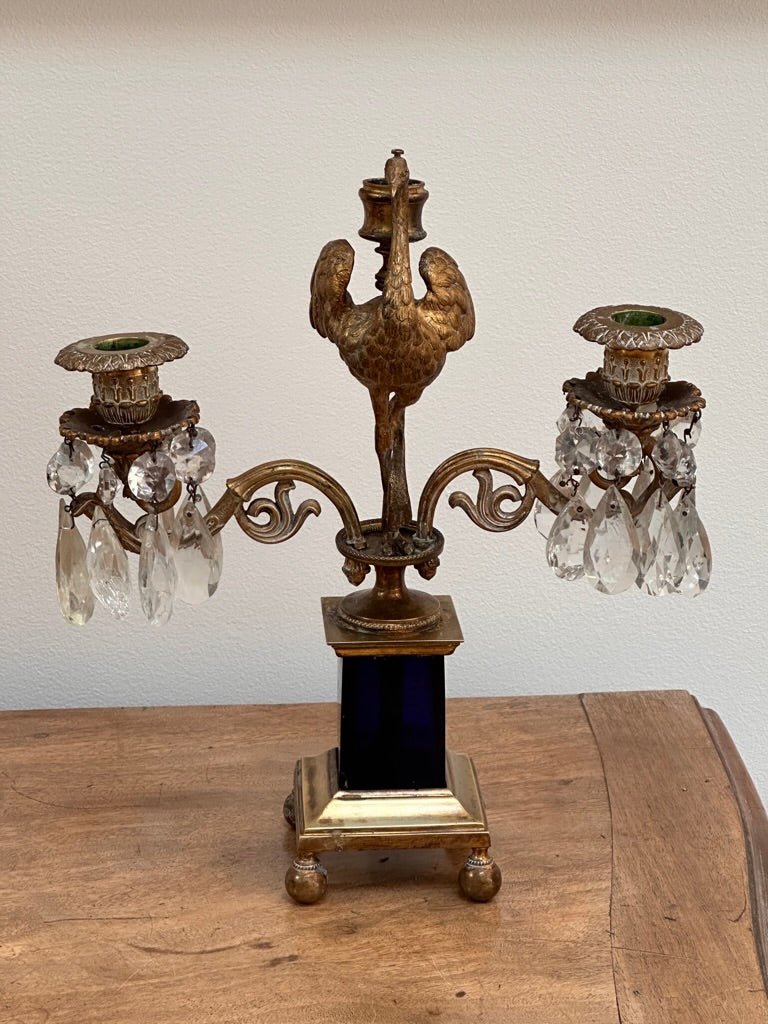 Pair of 18th Century Georgian Gilt Bronze Ostrich Candelabra, Parker and Perry - Helen Storey Antiques