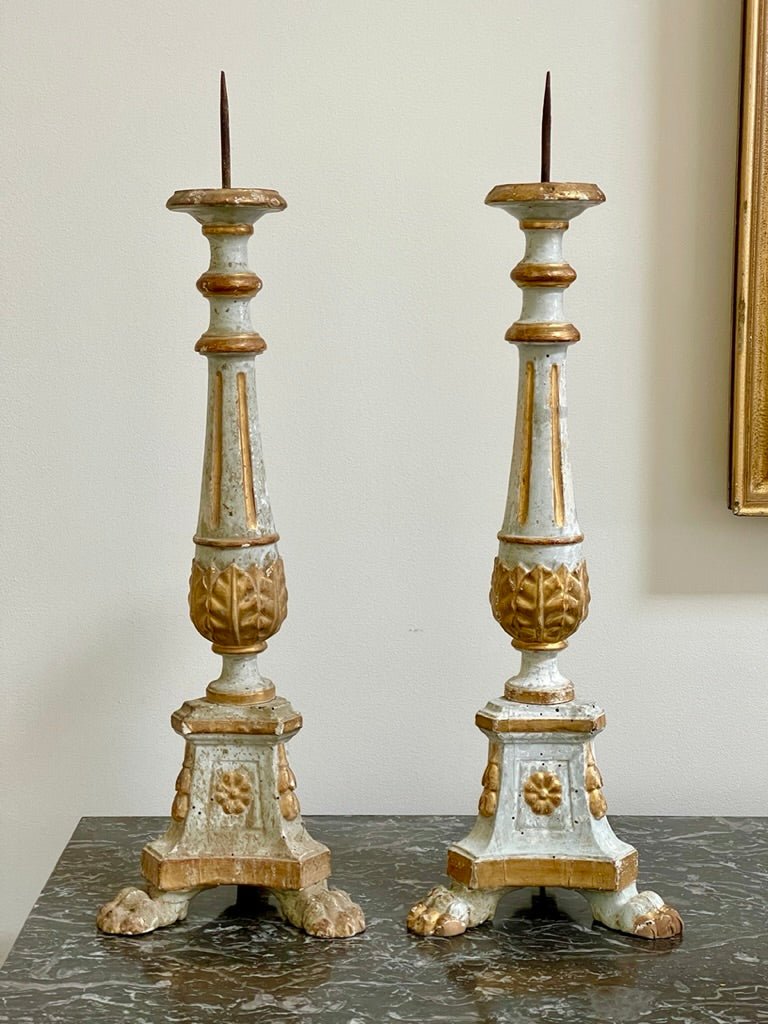 Pair of 18th Century Tuscan Italian Pricket Sticks - Helen Storey Antiques