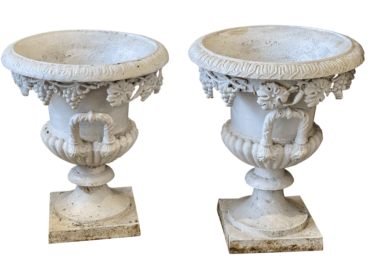 Pair of 19th Century Cast - Iron Urns - Helen Storey Antiques