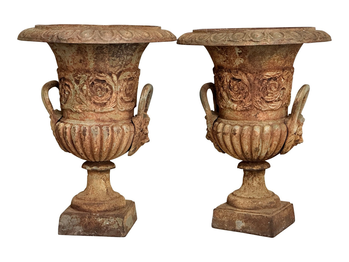 Pair of 19th Century Cast - Iron Urns - Helen Storey Antiques