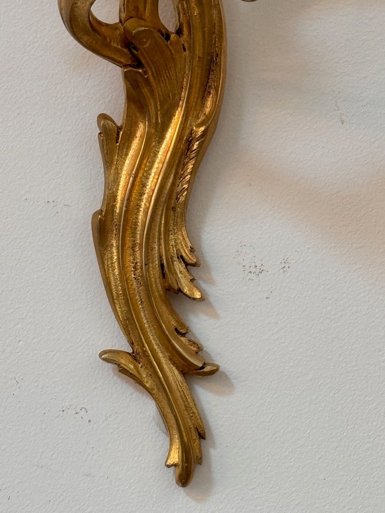 Pair of 19th Century French bronze ormolu fire-gilt, candle sconces - Helen Storey Antiques