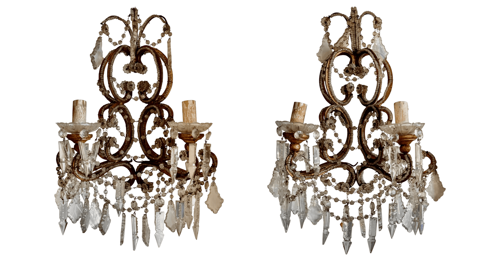 Pair of 19th Century Italian Crystal Sconces