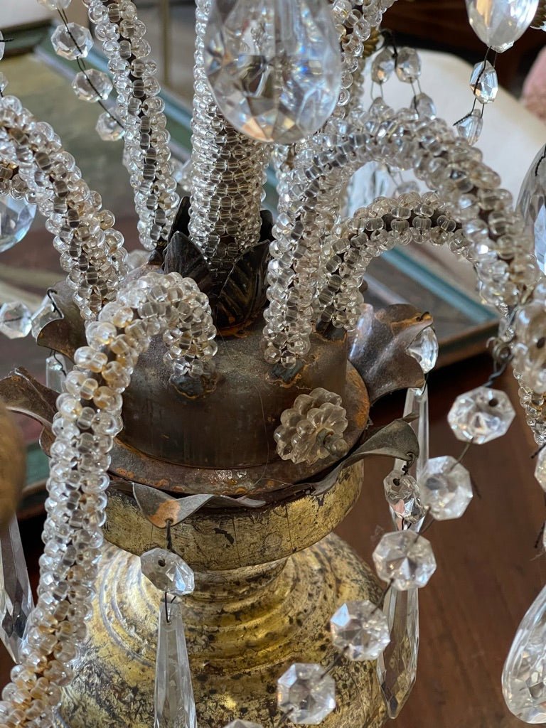 PAIR OF BEADED &amp; CRYSTAL CANDELABRAS - Helen Storey Antiques