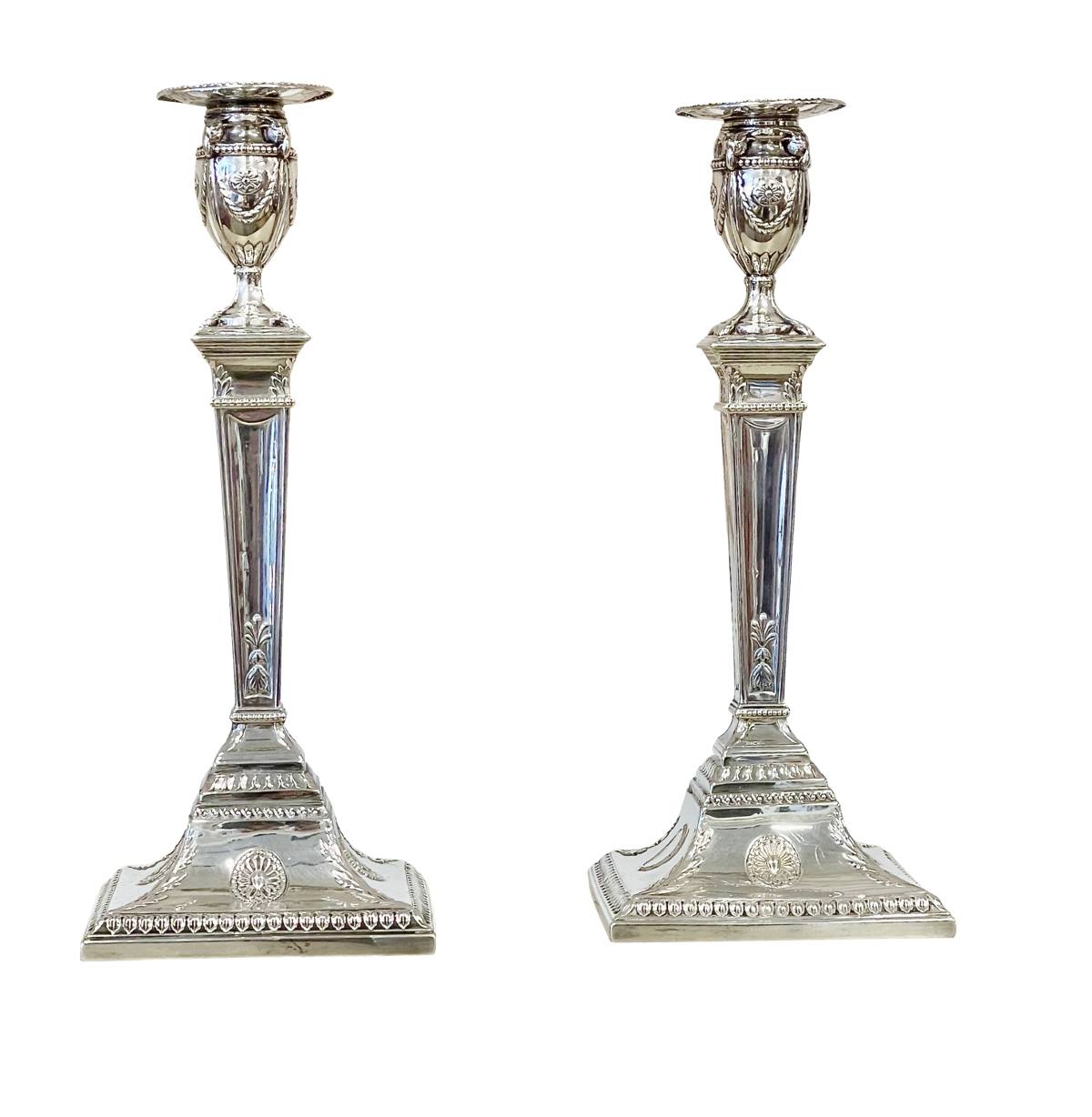 Pair of Eighteenth Century Sterling Candlesticks - Helen Storey Antiques