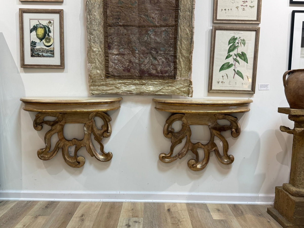 Pair of Fine 18th Century Italian Carved Console Tables - Helen Storey Antiques