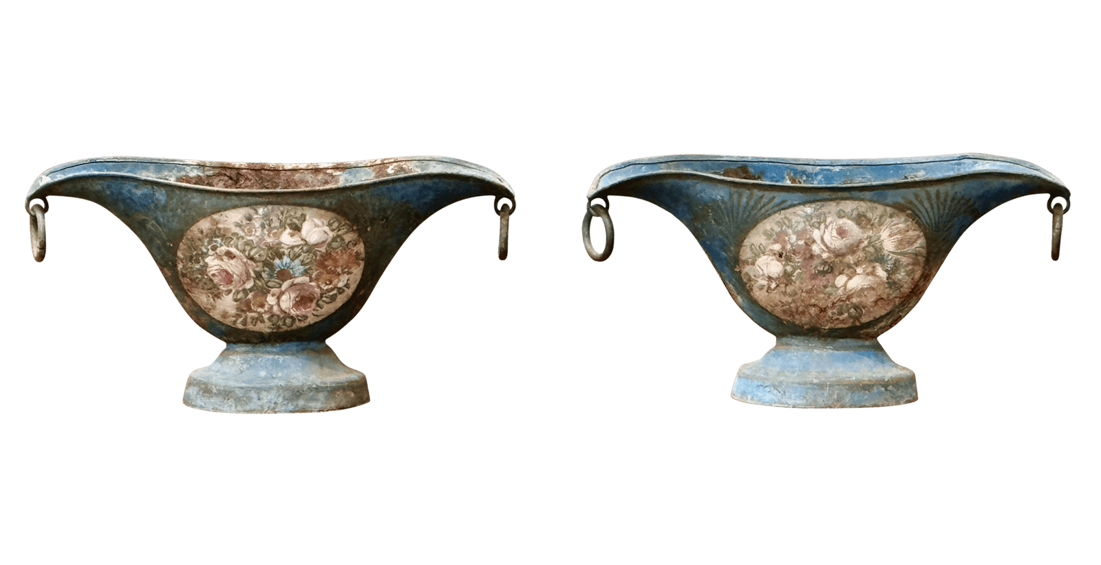 Pair of French 18th-century Blue Tole Sauceboats - Directoire period
