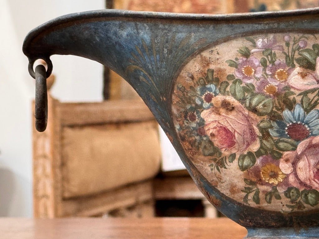 Pair of French 18th - century Blue Tole Sauceboats - Directoire period - Helen Storey Antiques