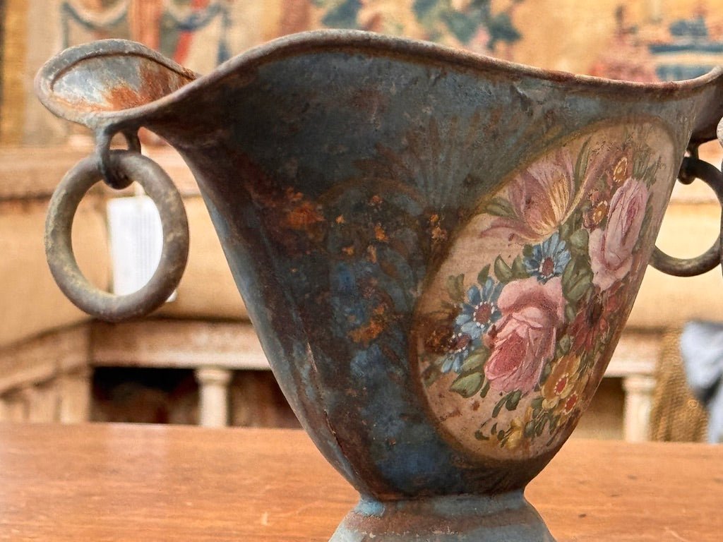 Pair of French 18th - century Blue Tole Sauceboats - Directoire period - Helen Storey Antiques